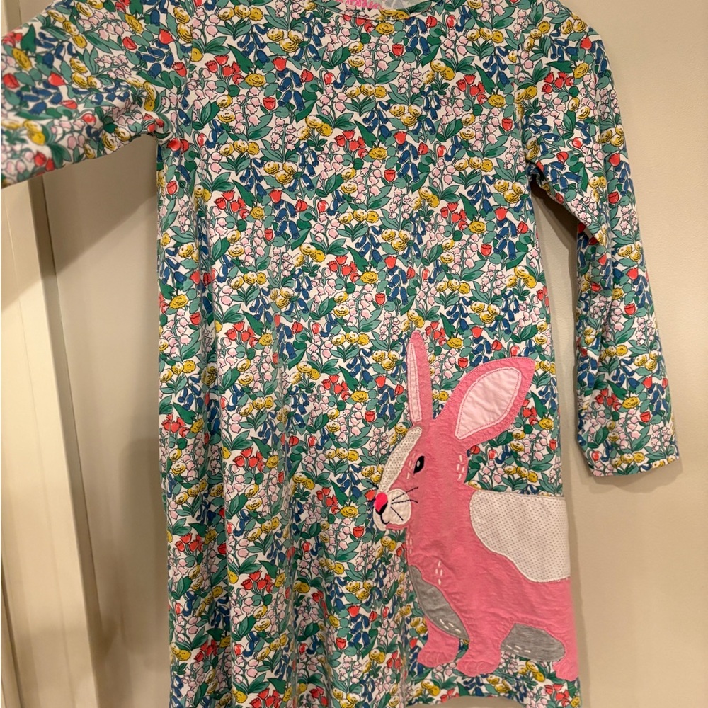 Mini Boden Floral Rabbit spring Easter Dress size 9-10 - Picture 5 of 6